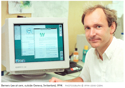 image of Tim Berners-Lee the inventor of the web. Image by CERN.
